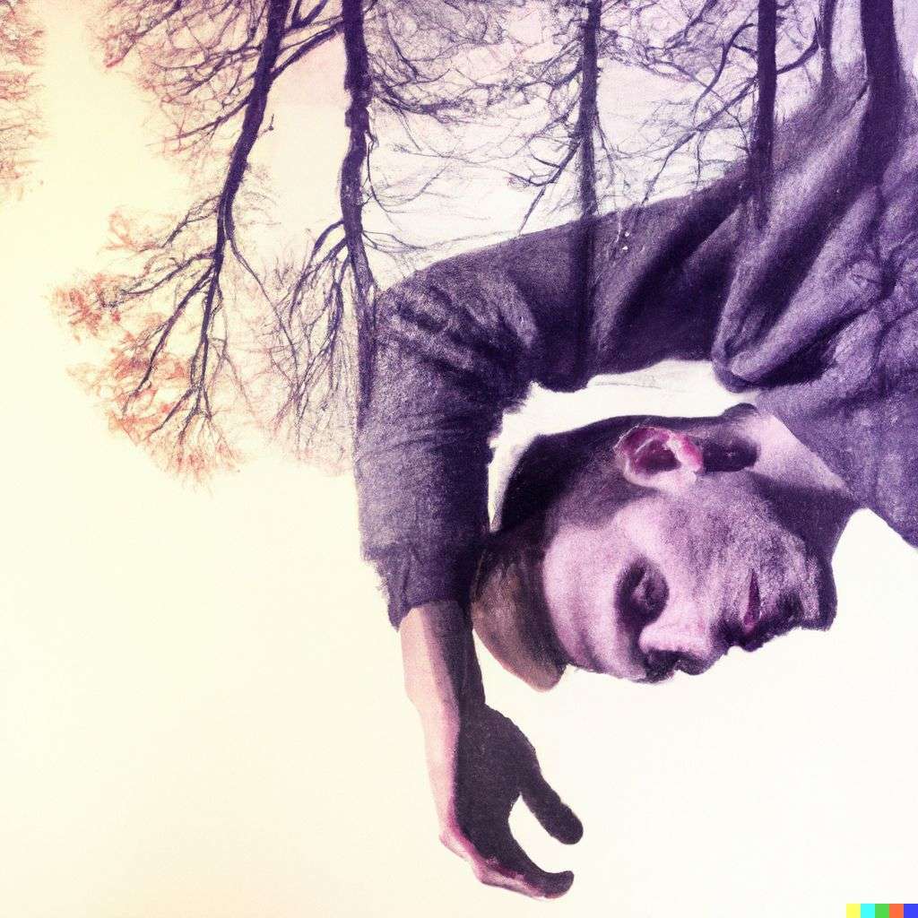 the discovery of gravity, photograph, double exposure